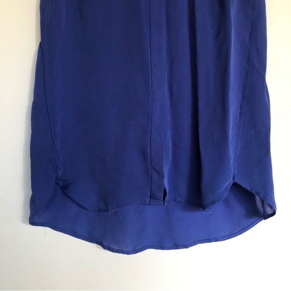 J Crew Royal Blue Silk Sleeveless Collared Top Size 6 Button Front Flowy Blouse - Picture 4 of 9